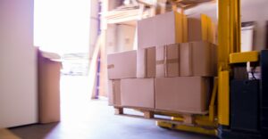 boxes in a warehouse