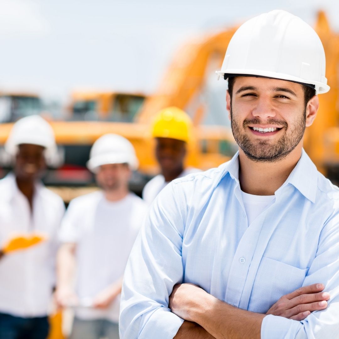 a happy worker in a hardhat